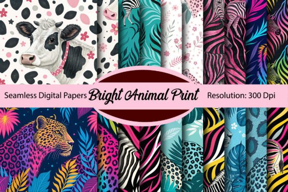 Bright Animal Print Digital Paper: Design Applications