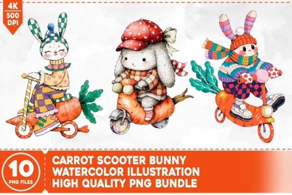 Carrot Scooter Bunny PNG Bundle: A Playful Design Toolkit