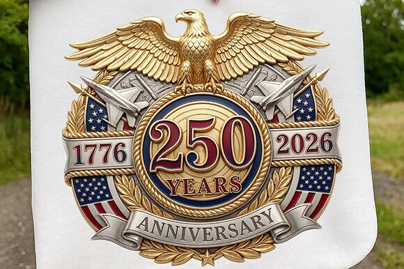 Celebrate the Semiquincentennial: USA 250th Anniversary PNG with Patriot Eagle