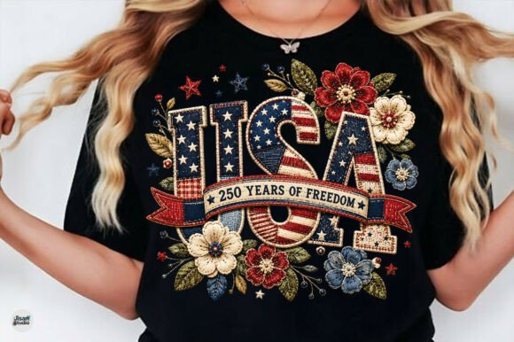 Celebrate with Style: The Patchwork USA 250 Years Floral PNG