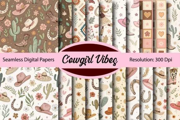 COWGIRL VIBES Seamless Digital Paper: A Designer's Rustic Toolkit