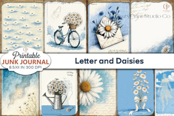 Crafting Character with Letter and Daisies Junk Journal Pages