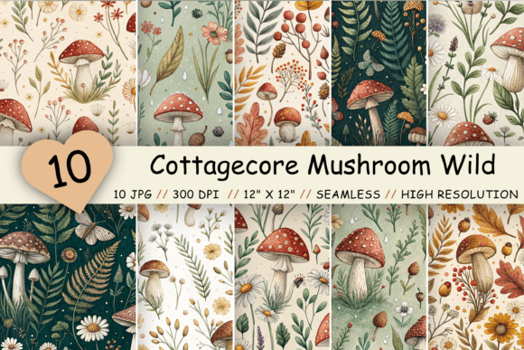 Embrace Nature's Charm with Cottagecore Mushroom Wildflower Paper