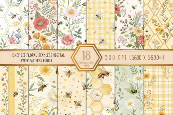 Honey Bee Floral Seamless Digital Paper: A Designer's Garden