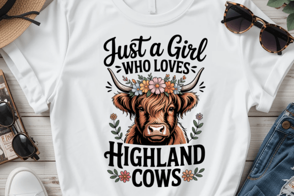 Just a Girl Who Loves Highland Cows PNG: Rustic Charm for Your Projects