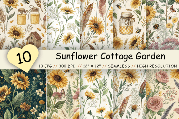 Sunflower Cottage Garden Digital Paper: A Designer's Sunny Toolkit