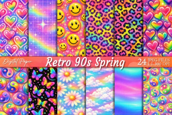 Unlocking Nostalgic Charm with Retro 90s Spring Y2K Digital Paper