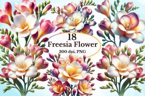 Watercolor Freesia Flower Clipart: A Fresh Take on Floral Design